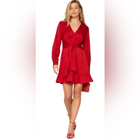 Marissa Webb Collective Satin Tie Front Dress Size 2 - Picture 1 of 11